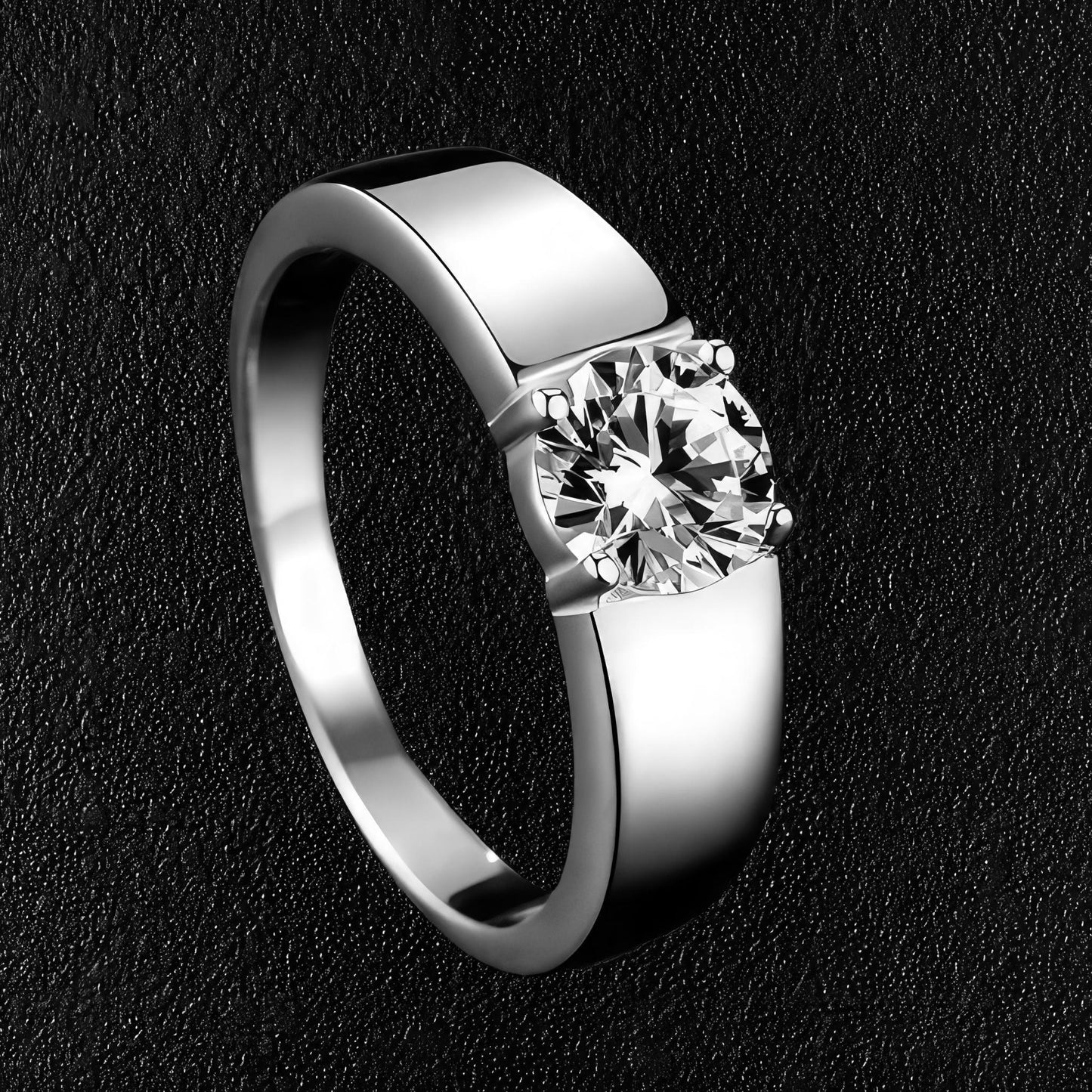 Modern Round Stone Moissanite Ring For Men