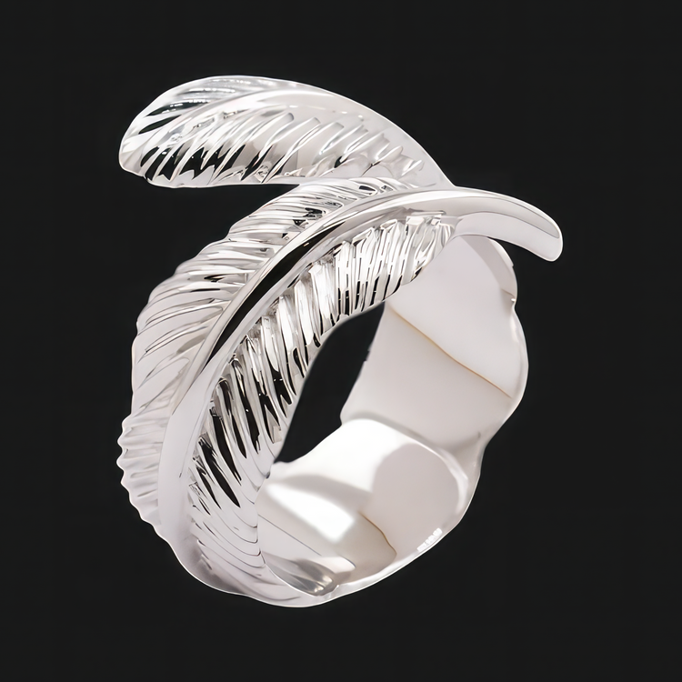 Sterling Silver Feather Ring For Men