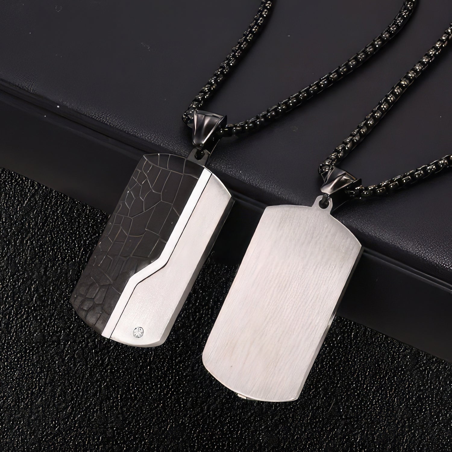 Textured Stainless Steel Dog Tag