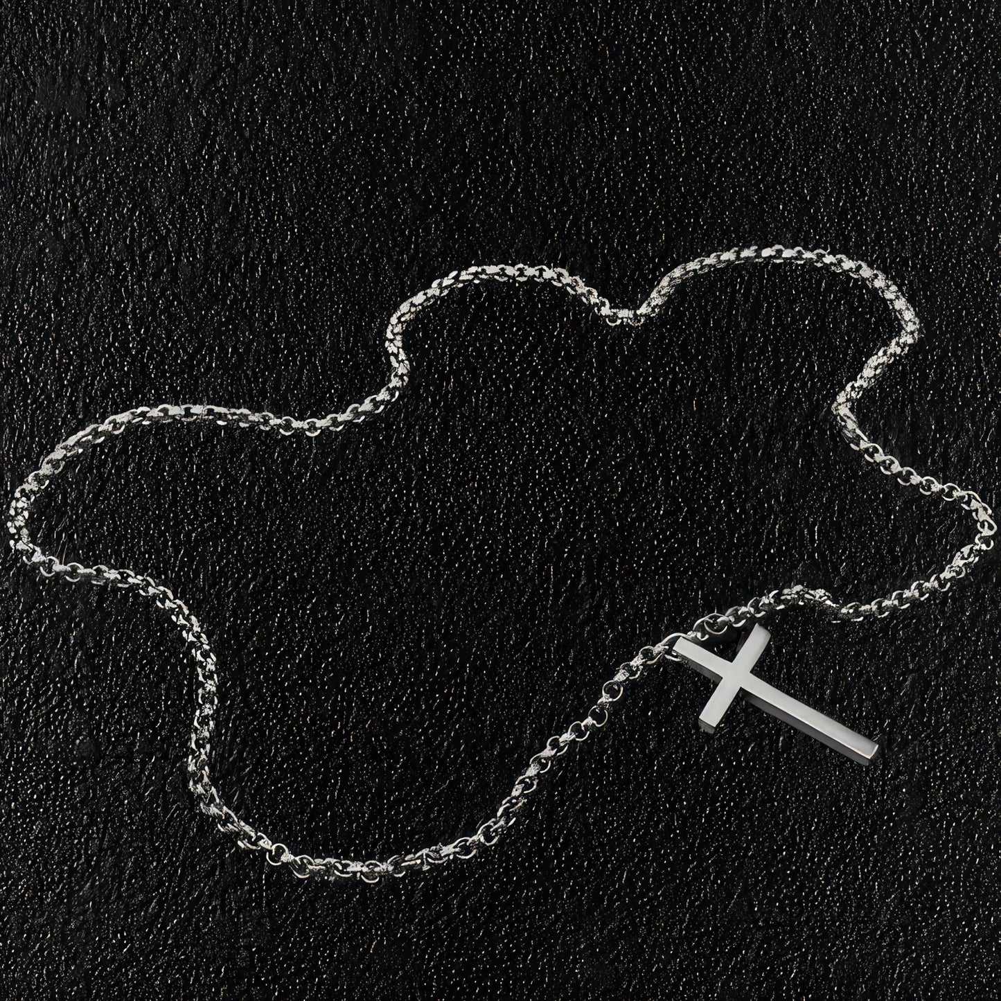 Titanium O Link Necklace & Cross