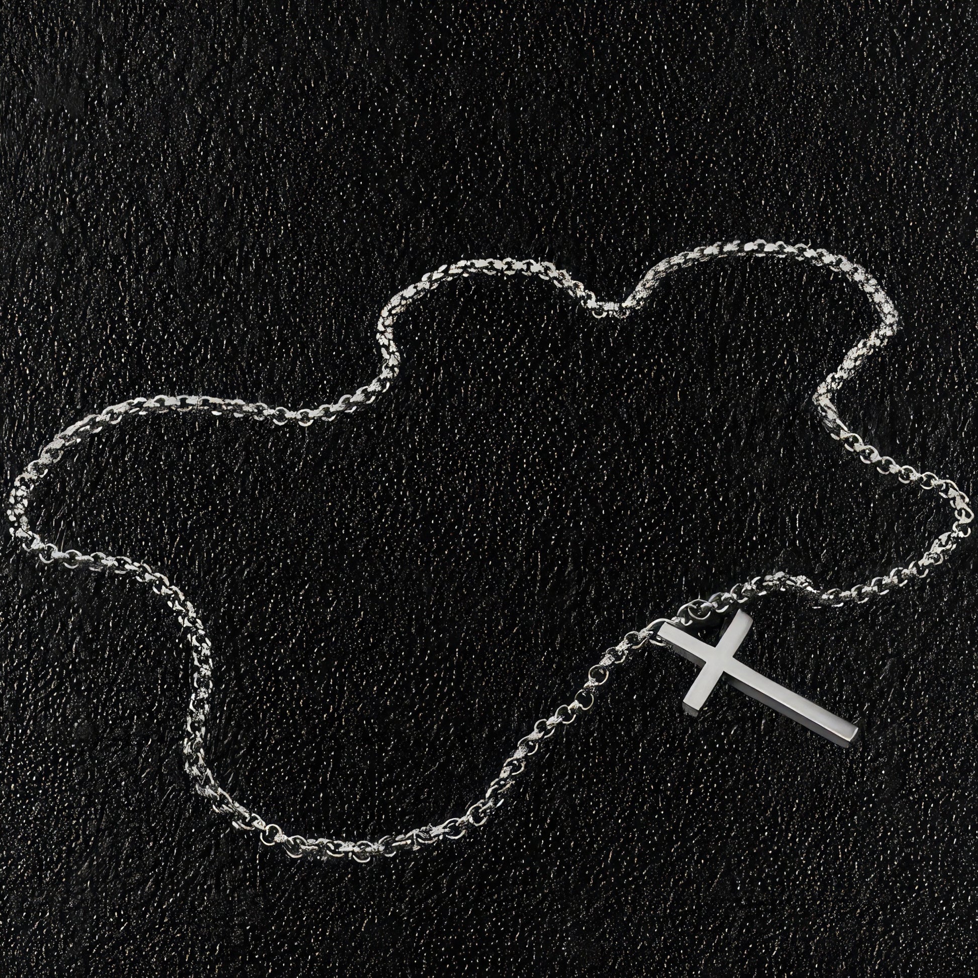 Titanium O Link Necklace & Cross