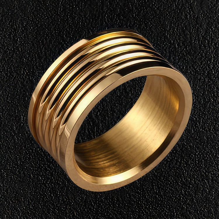 Ribbed Gold Stainless Steel Ring