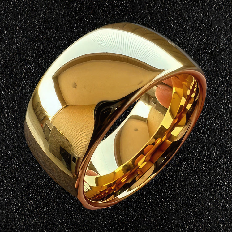 Wide Rounded Gold Tungsten Ring