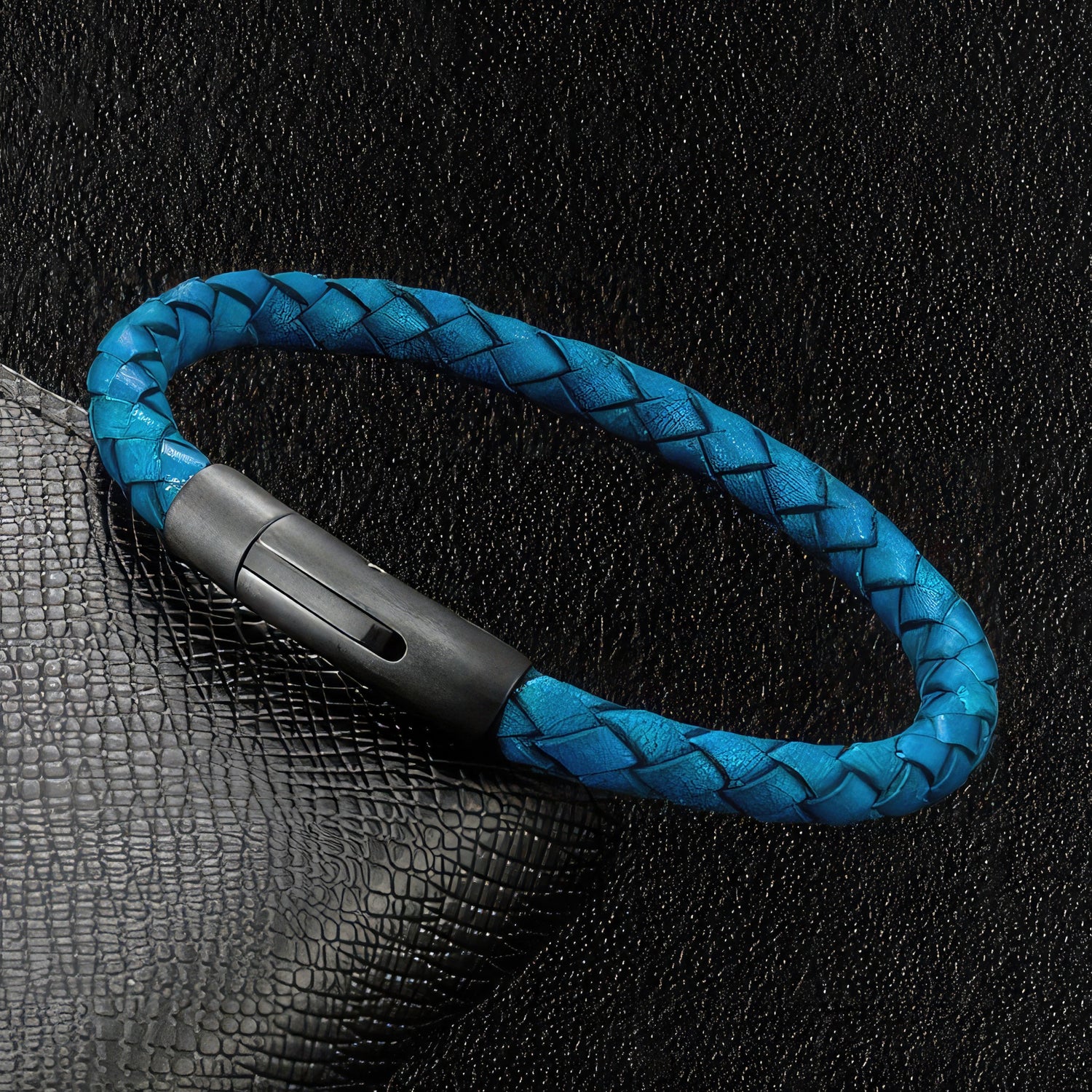 Men's Mono Blue Leather Bracelet
