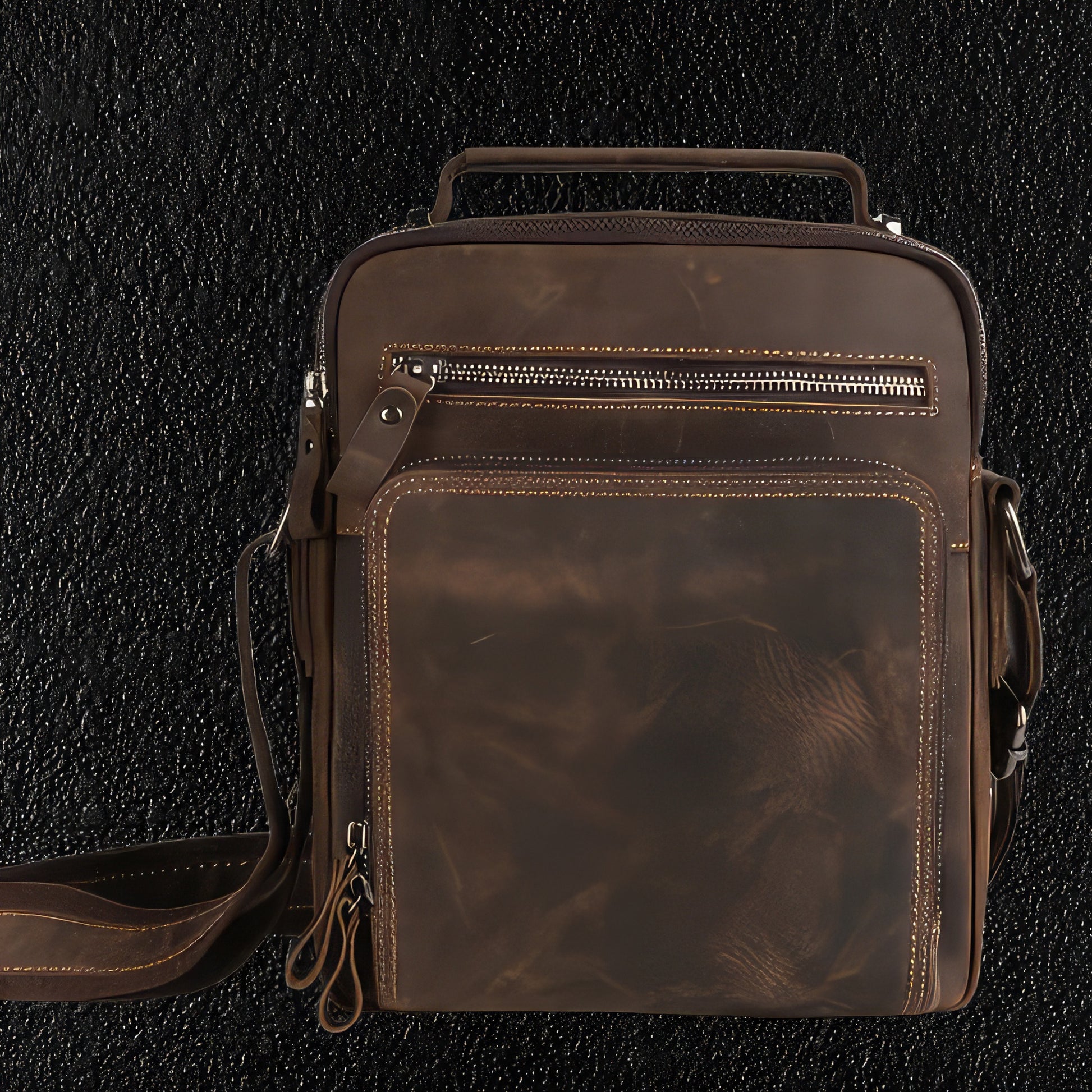 Brown Leather Shoulder Travel Bag