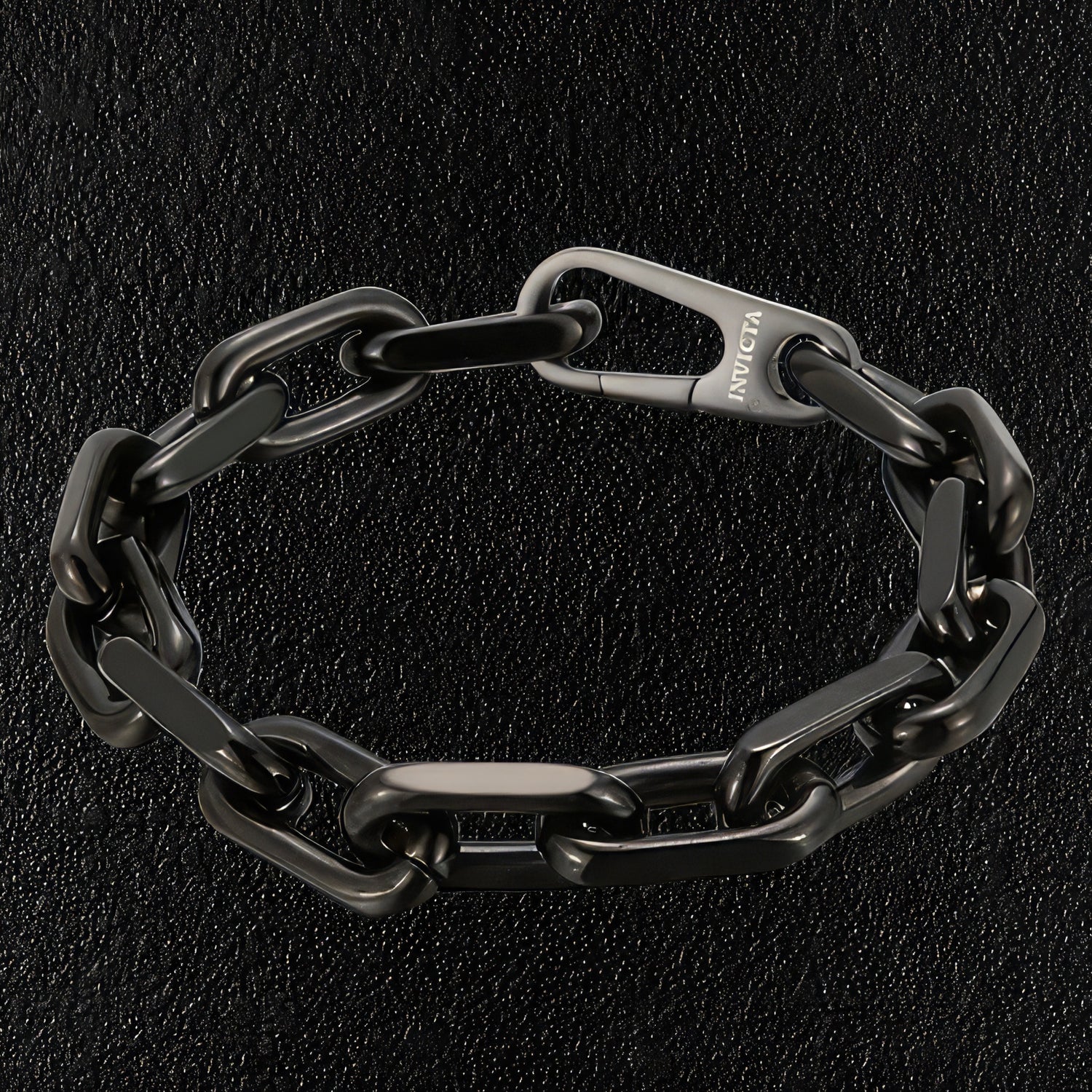 Black Steel Rectangle Link Chain Bracelet