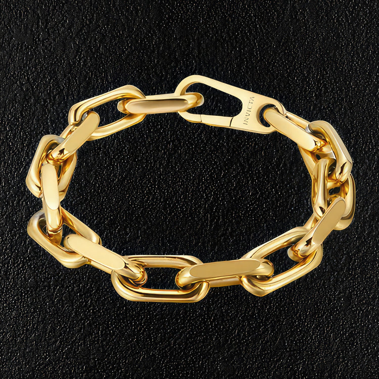 Gold Steel Rectangle Link Chain Bracelet