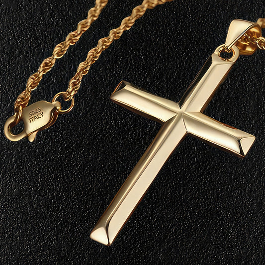 Gold Sterling Silver Cross & Necklace
