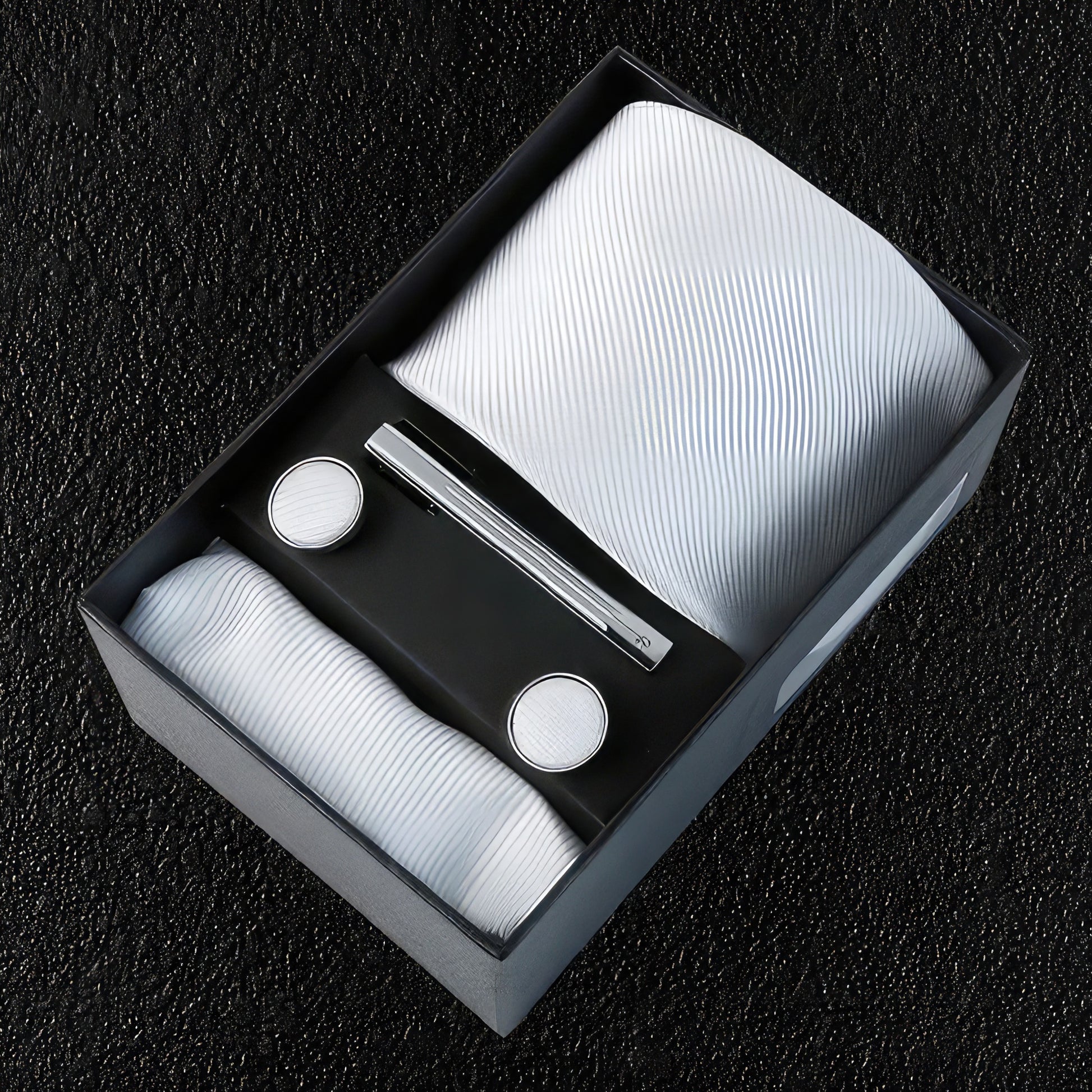 White Silk Tie Boxed Gift Set