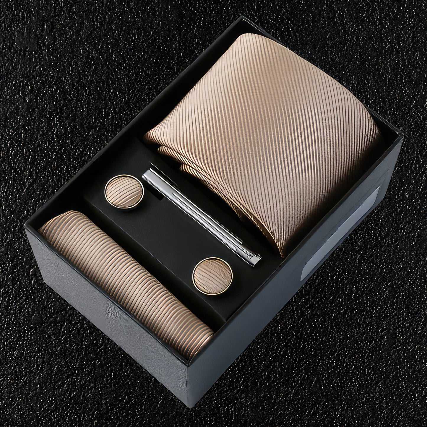 Beige Silk Tie Boxed Gift Set