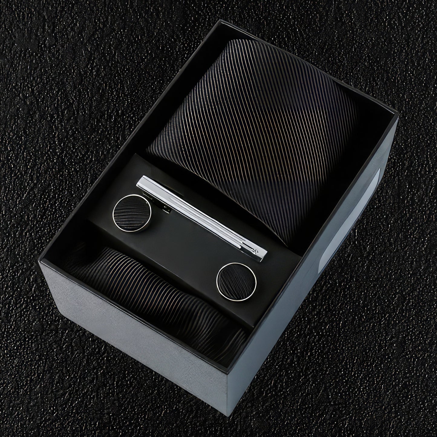 Black Silk Tie Boxed Gift Set
