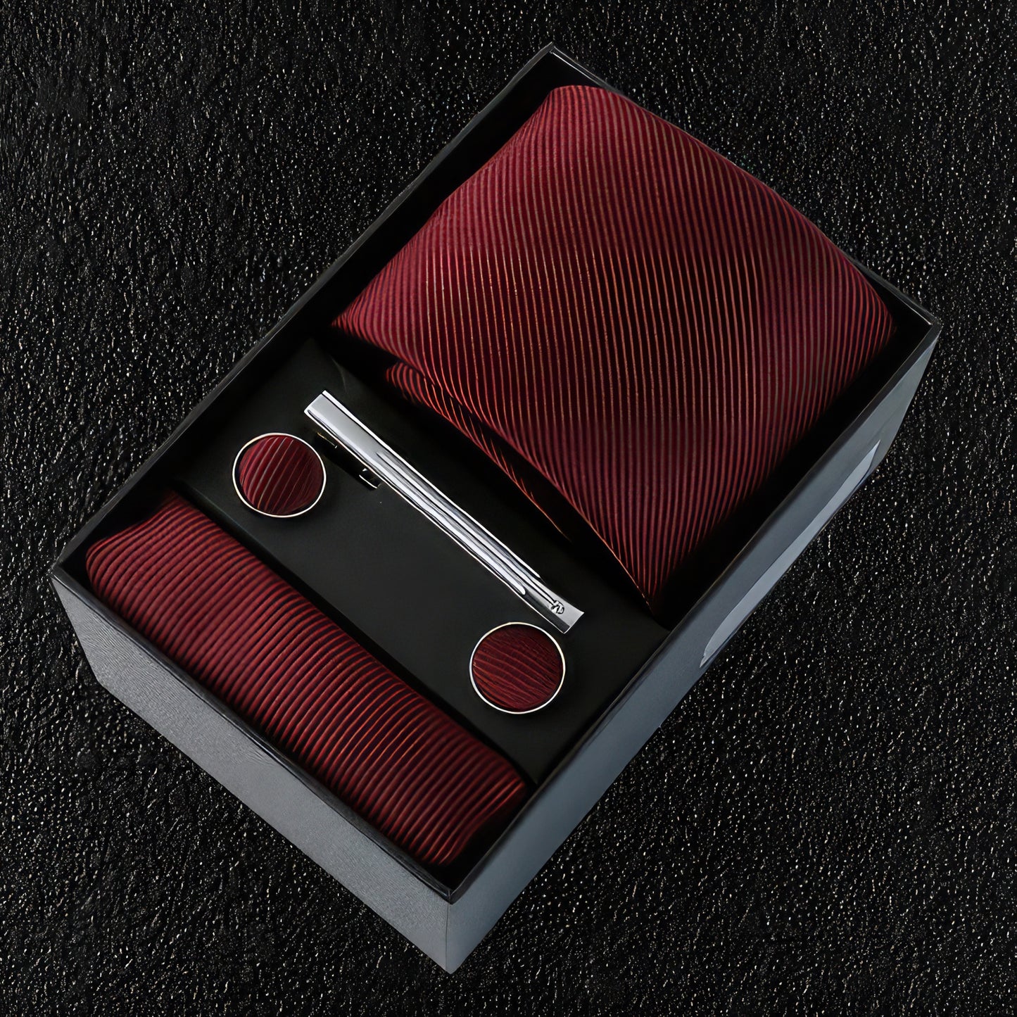 Maroon Silk Tie Boxed Gift Set