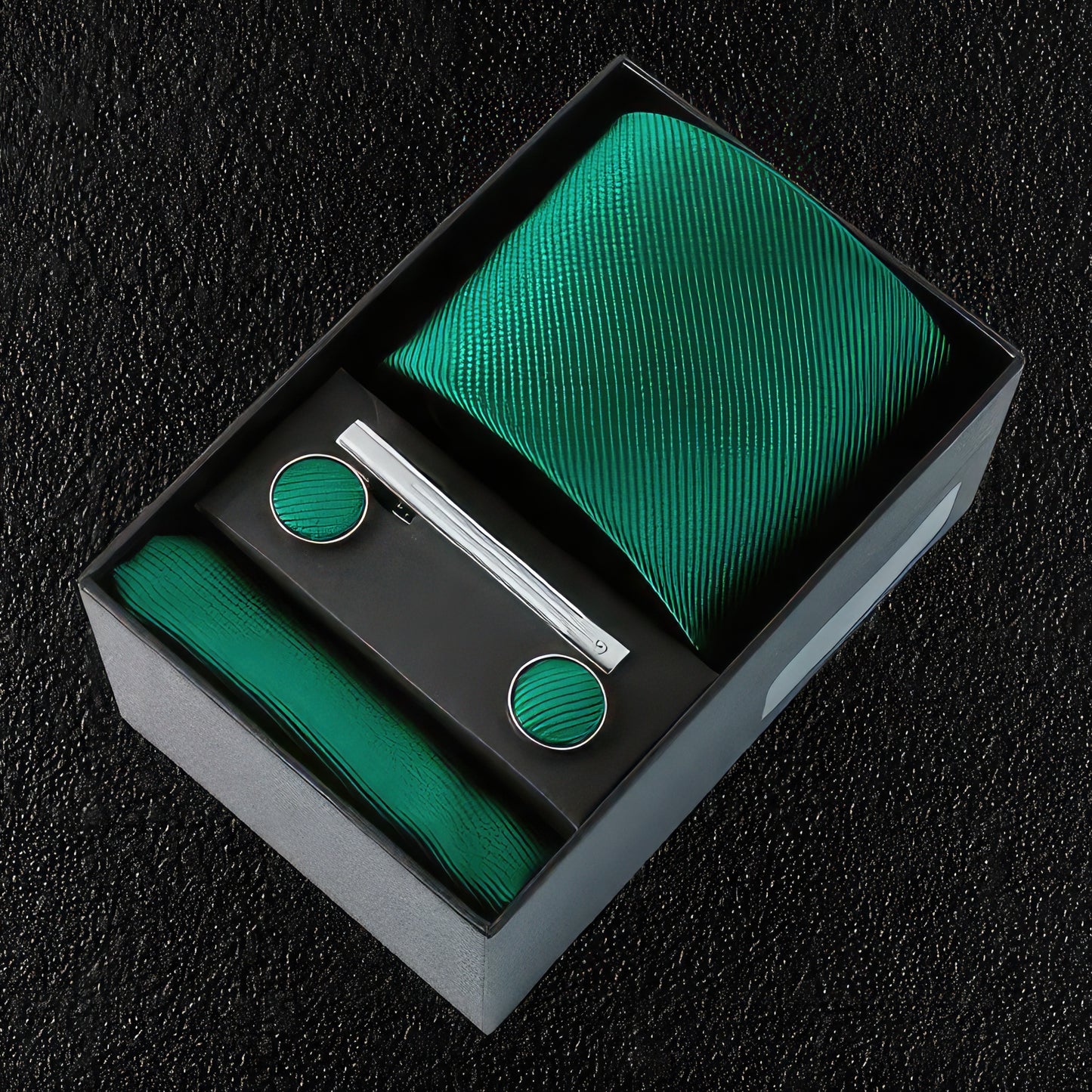 Green Silk Tie Boxed Gift Set