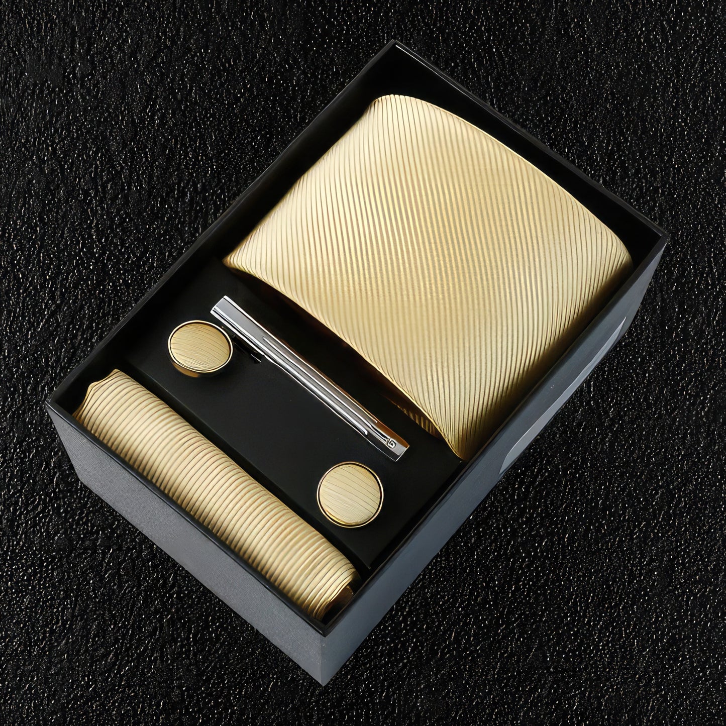 Gold Silk Tie Boxed Gift Set