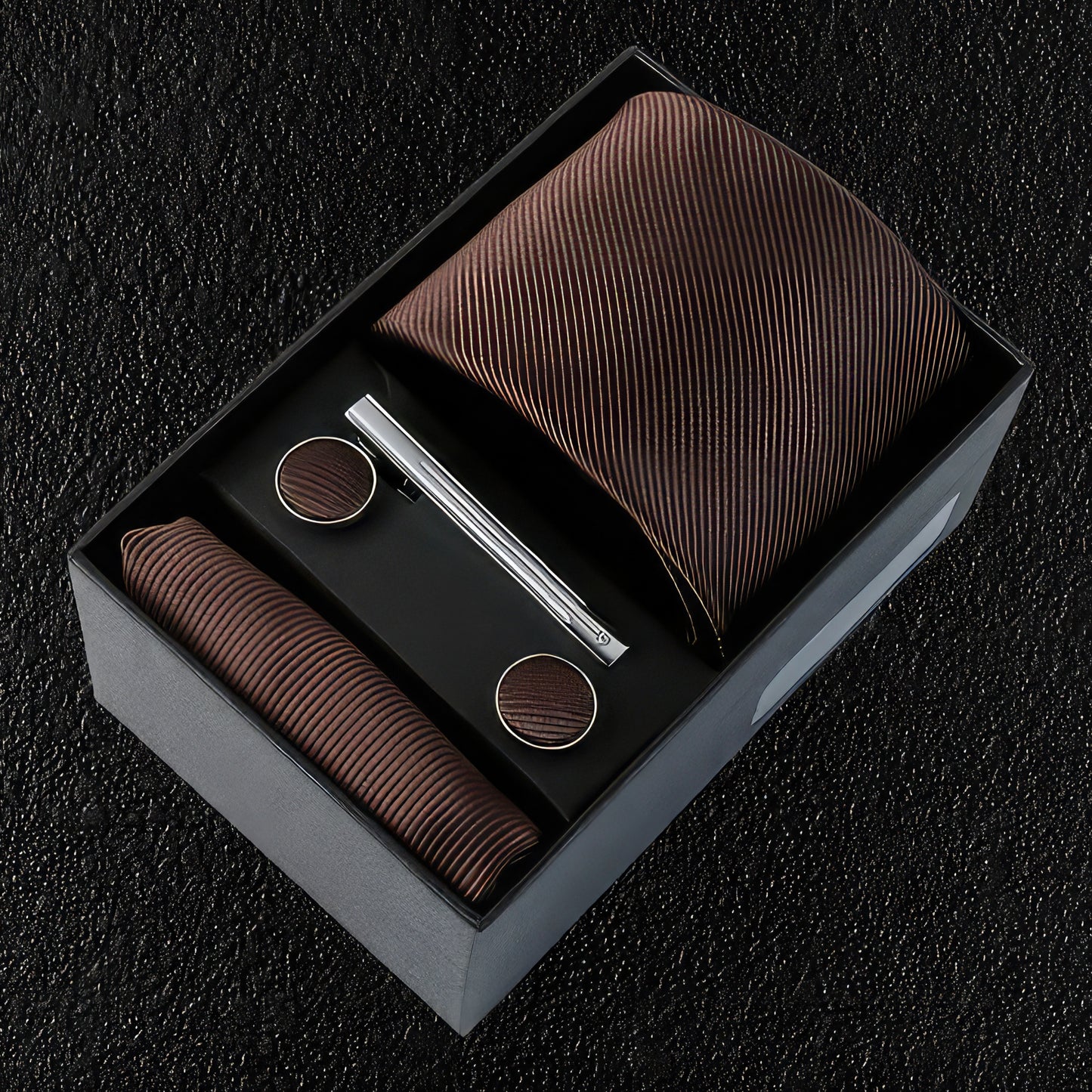 Coffee Silk Tie Boxed Gift Set