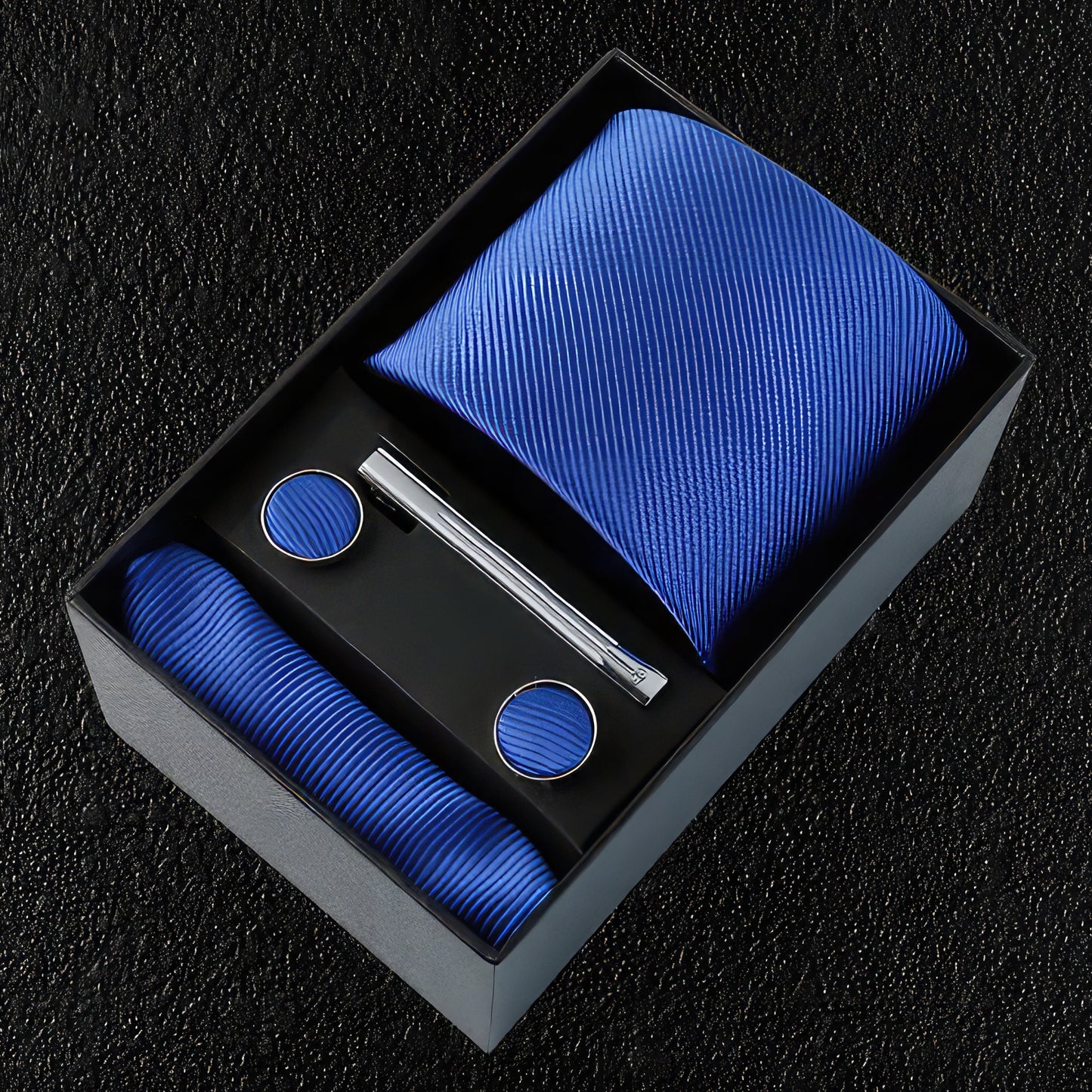 Blue Silk Tie Boxed Gift Set