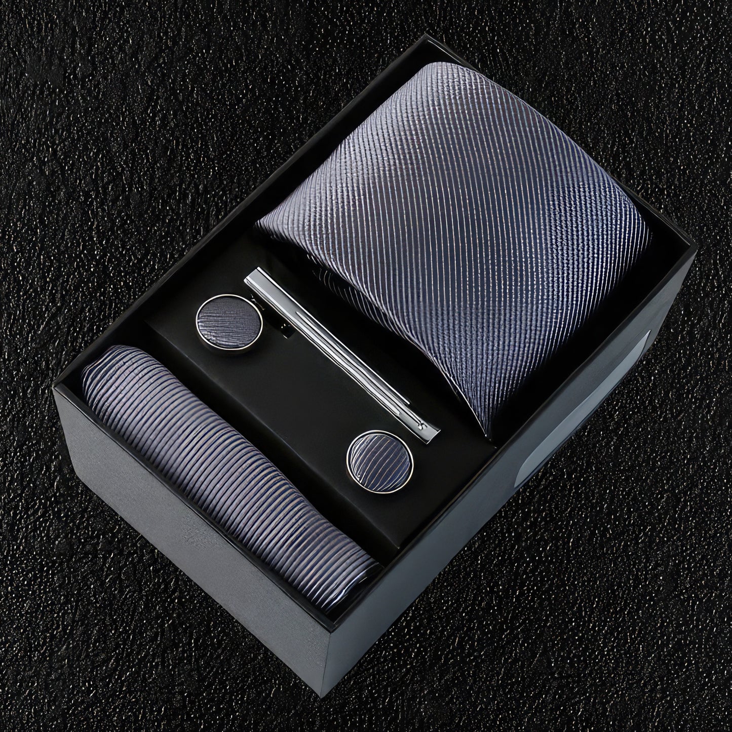 Gray Silk Tie Boxed Gift Set