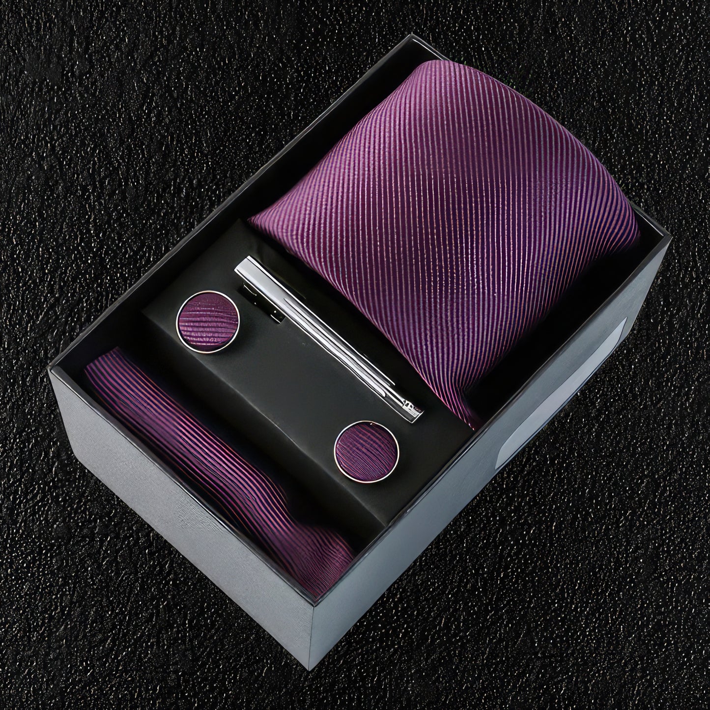 Purple Silk Tie Boxed Gift Set