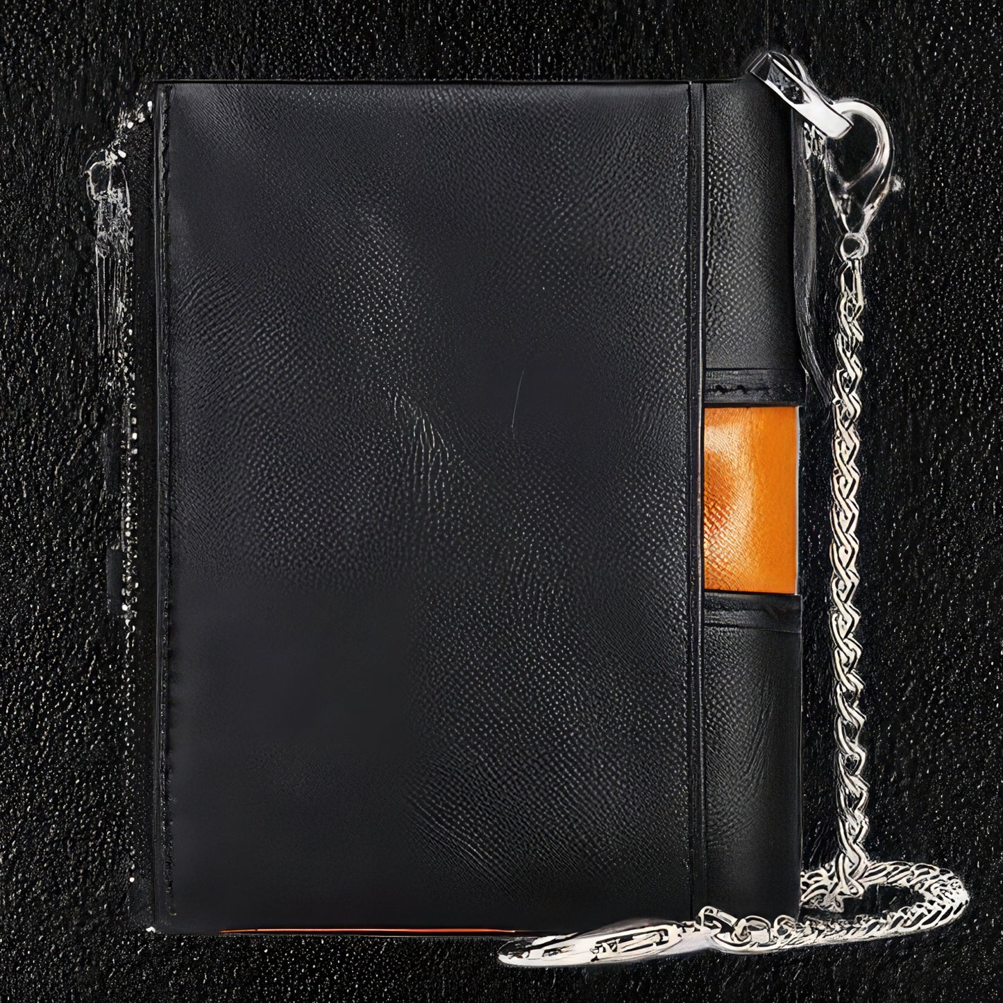 Men's Black & Orange Leather Wallet