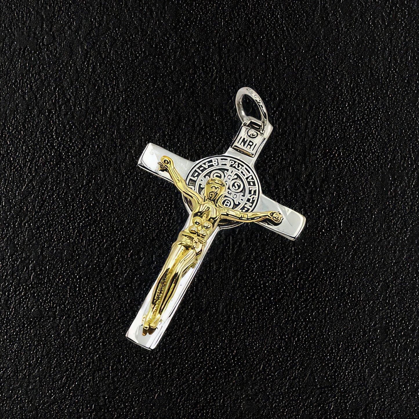 Sterling Silver Catholic Crucifix & Necklace