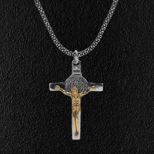 Katholisches Kruzifix und Halskette aus Sterlingsilber