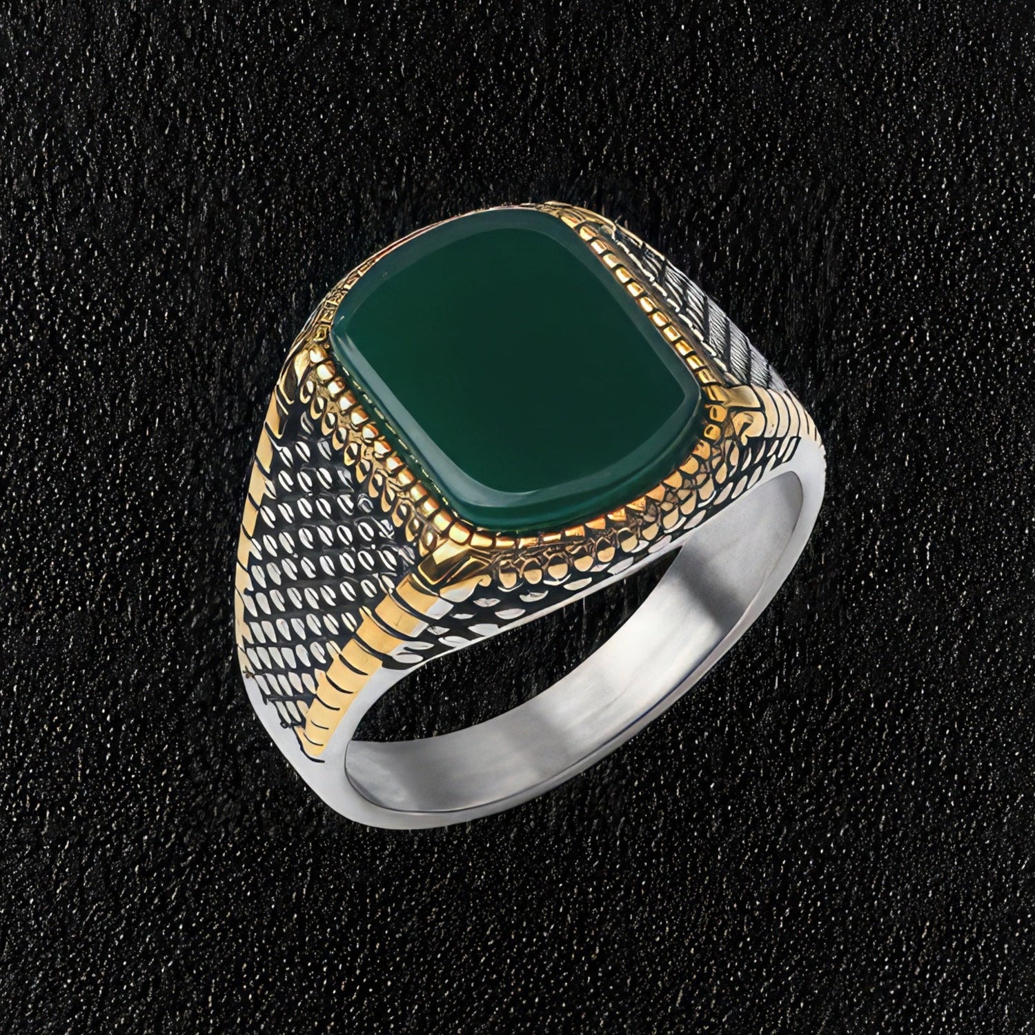 Ottoman Empire Green Onyx Ring
