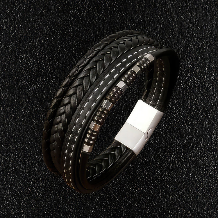 4 Styles in 1 Leather Bracelet - Black