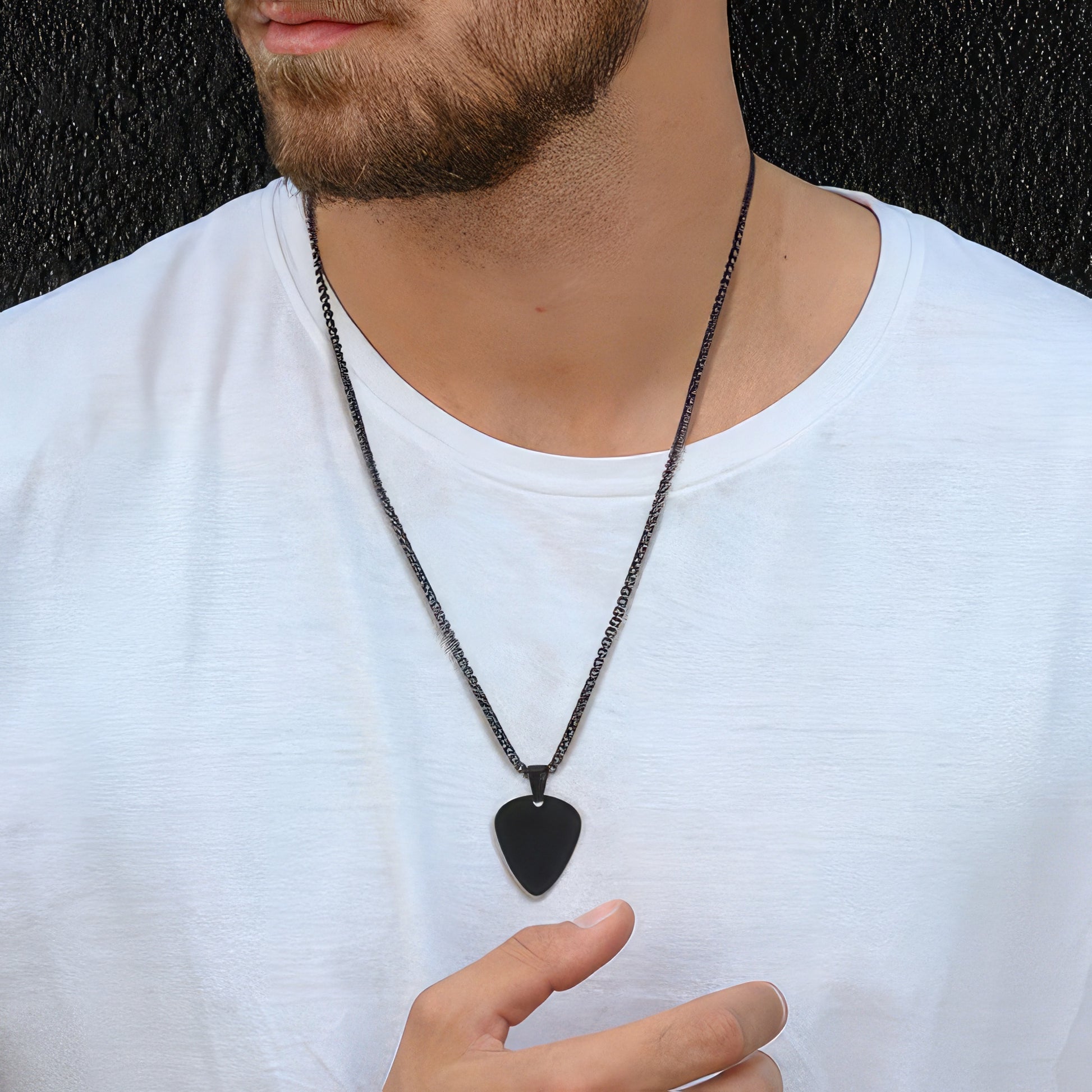 Men's Guitar Pick Pendant Necklace