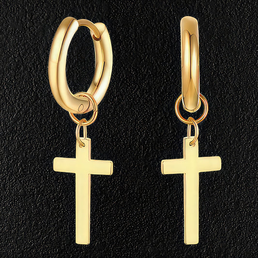 Hoop & Cross Earrings