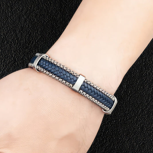 Men's Leather Chain Bracelet
