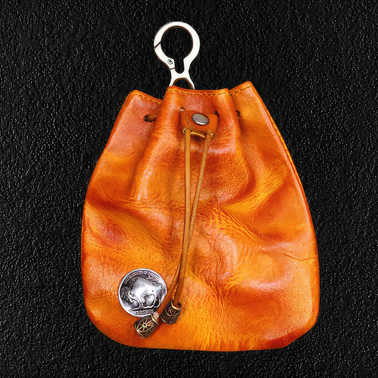 Orange Leather Coin Bag