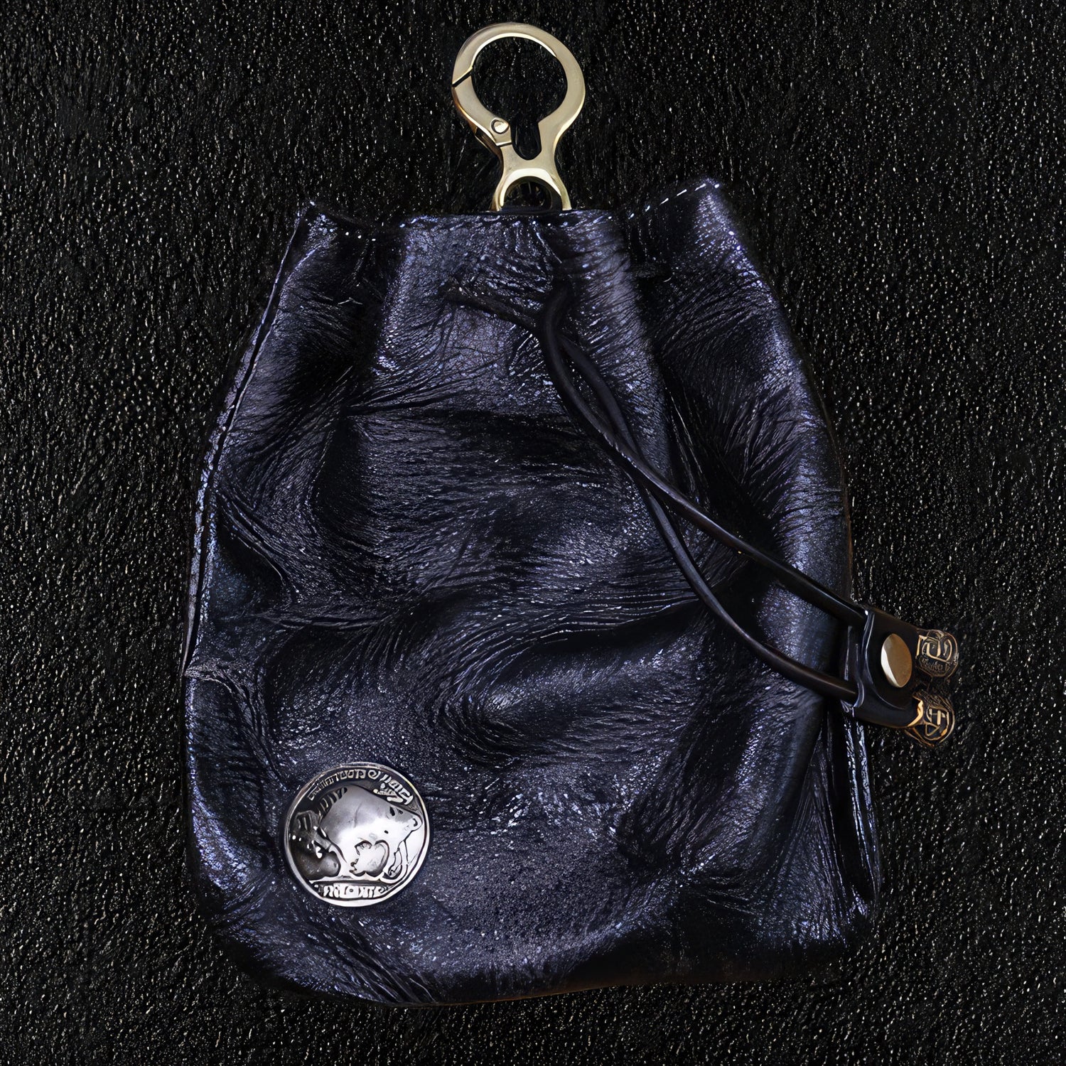 Black Leather Coin Bag