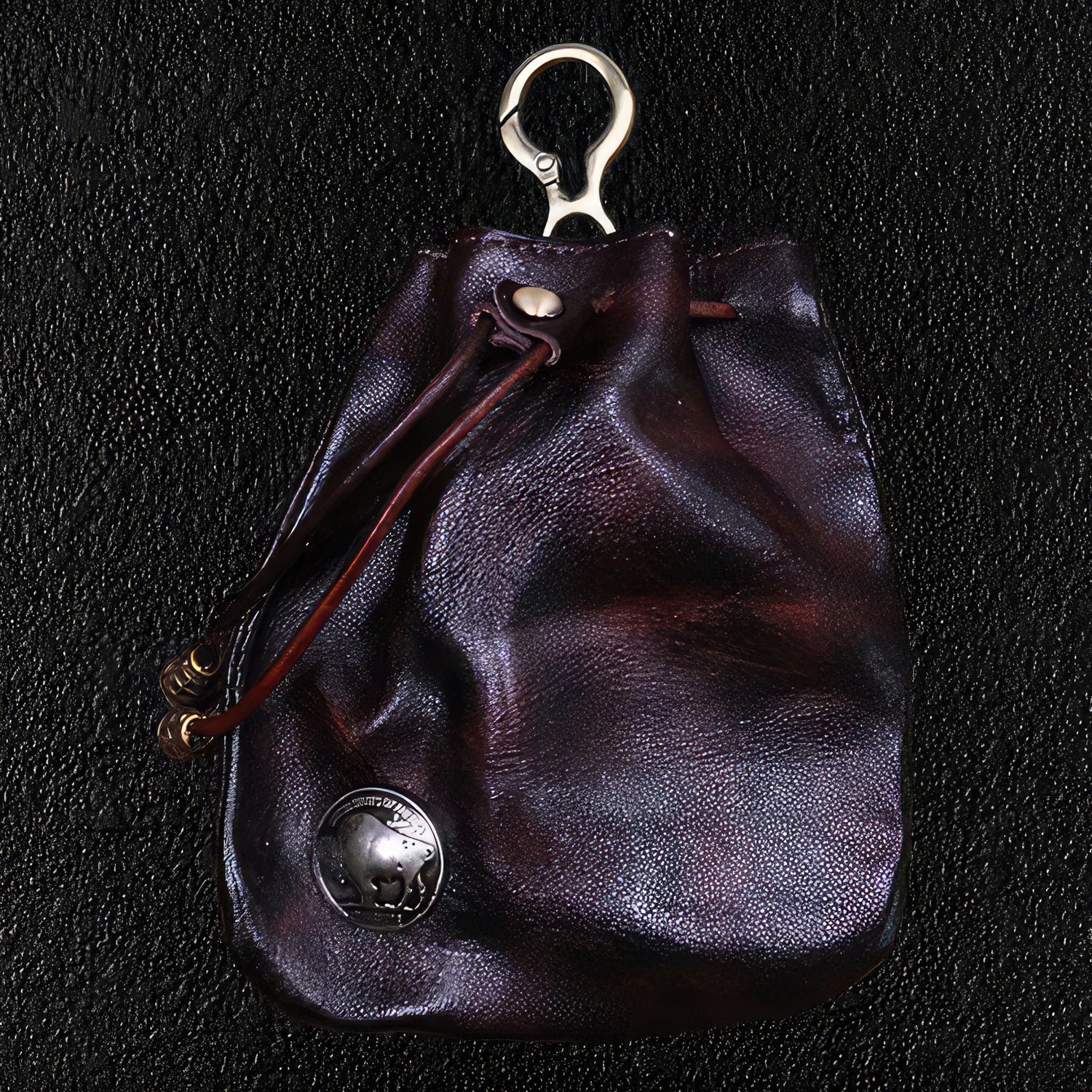 Coffee Colored Leather Coin Bag