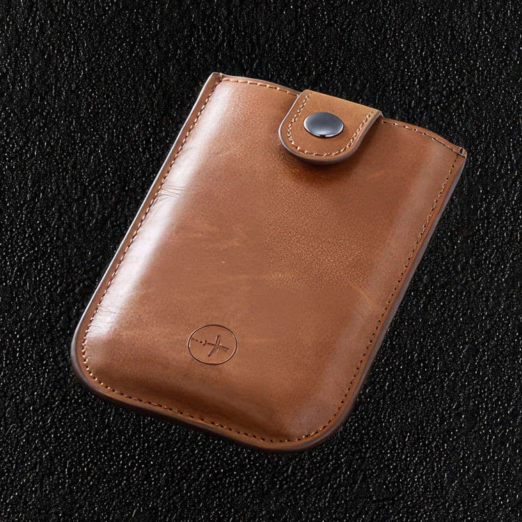 Tan Leather Pull-up Card Wallet
