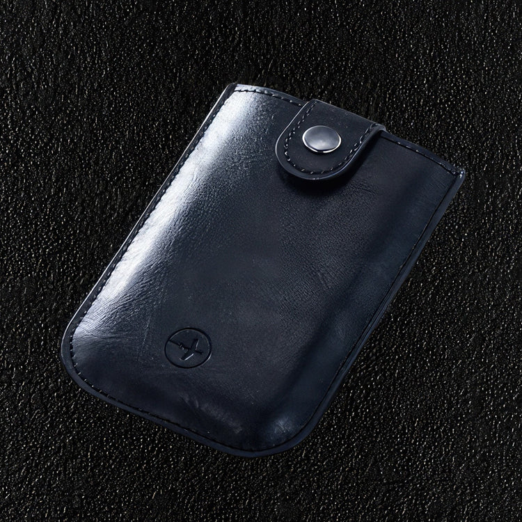 Black Leather Pull-up Card Wallet