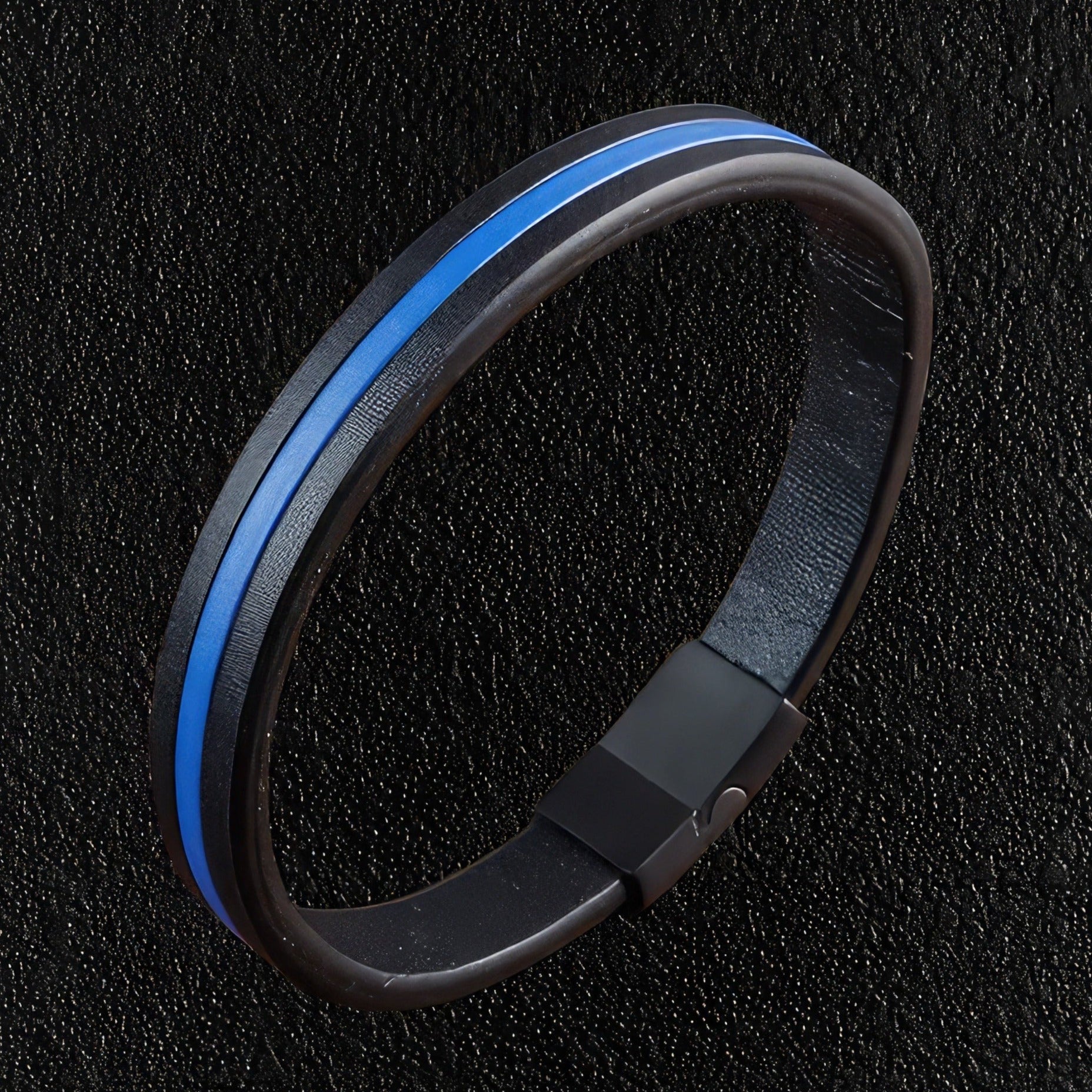 Blue Stripe Leather Bracelet