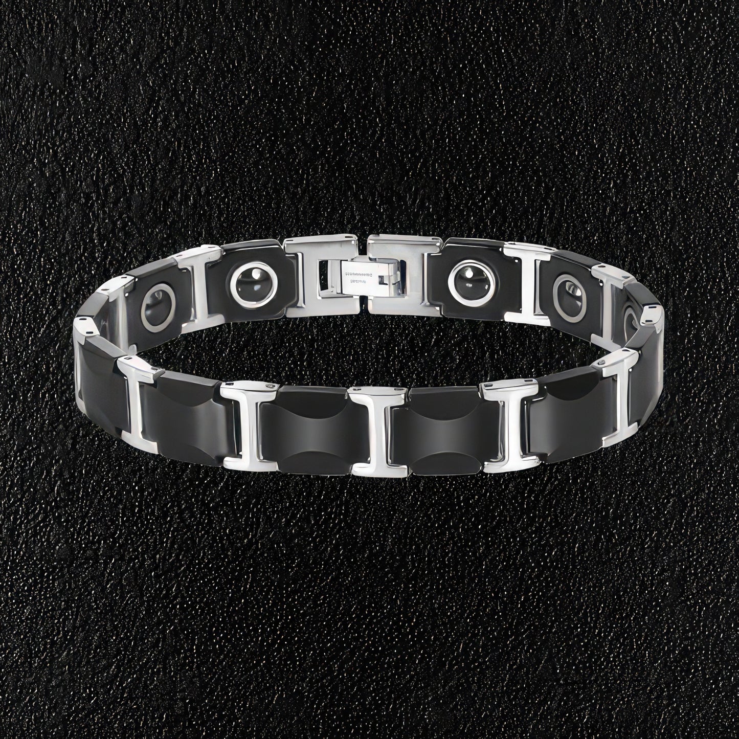 Men's Black Ceramic Link Bracelet