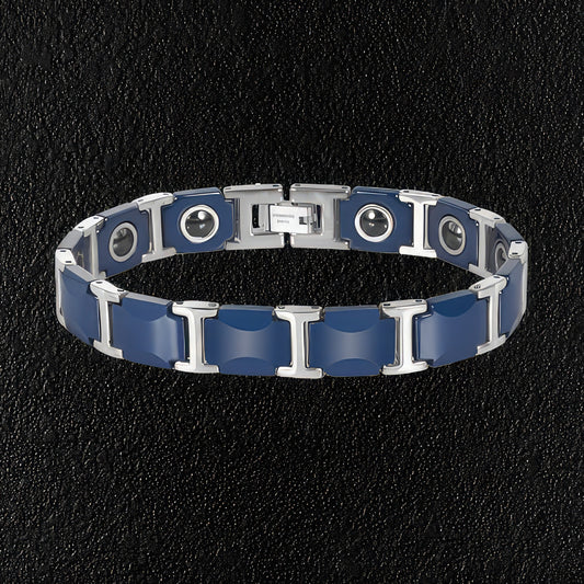 Men's Blue Ceramic Link Bracelet