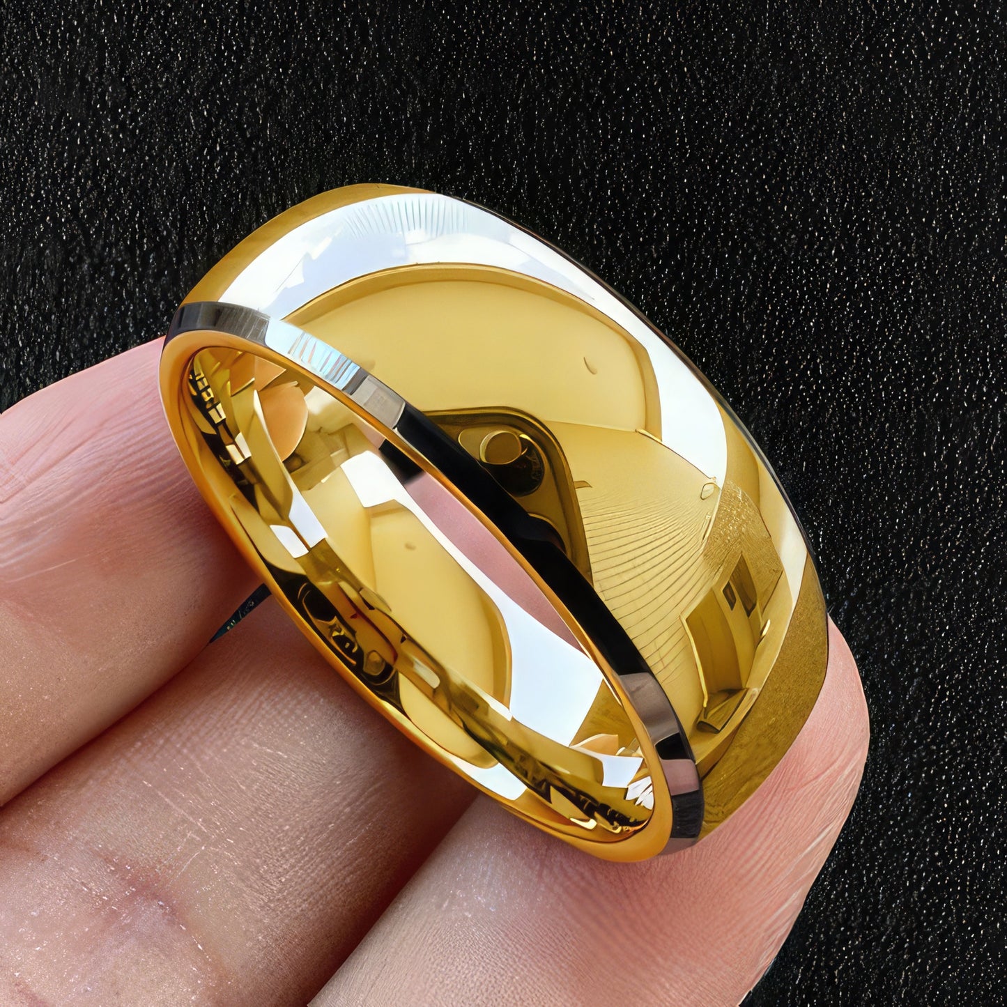 Chamfered Edge Tungsten Wedding Band