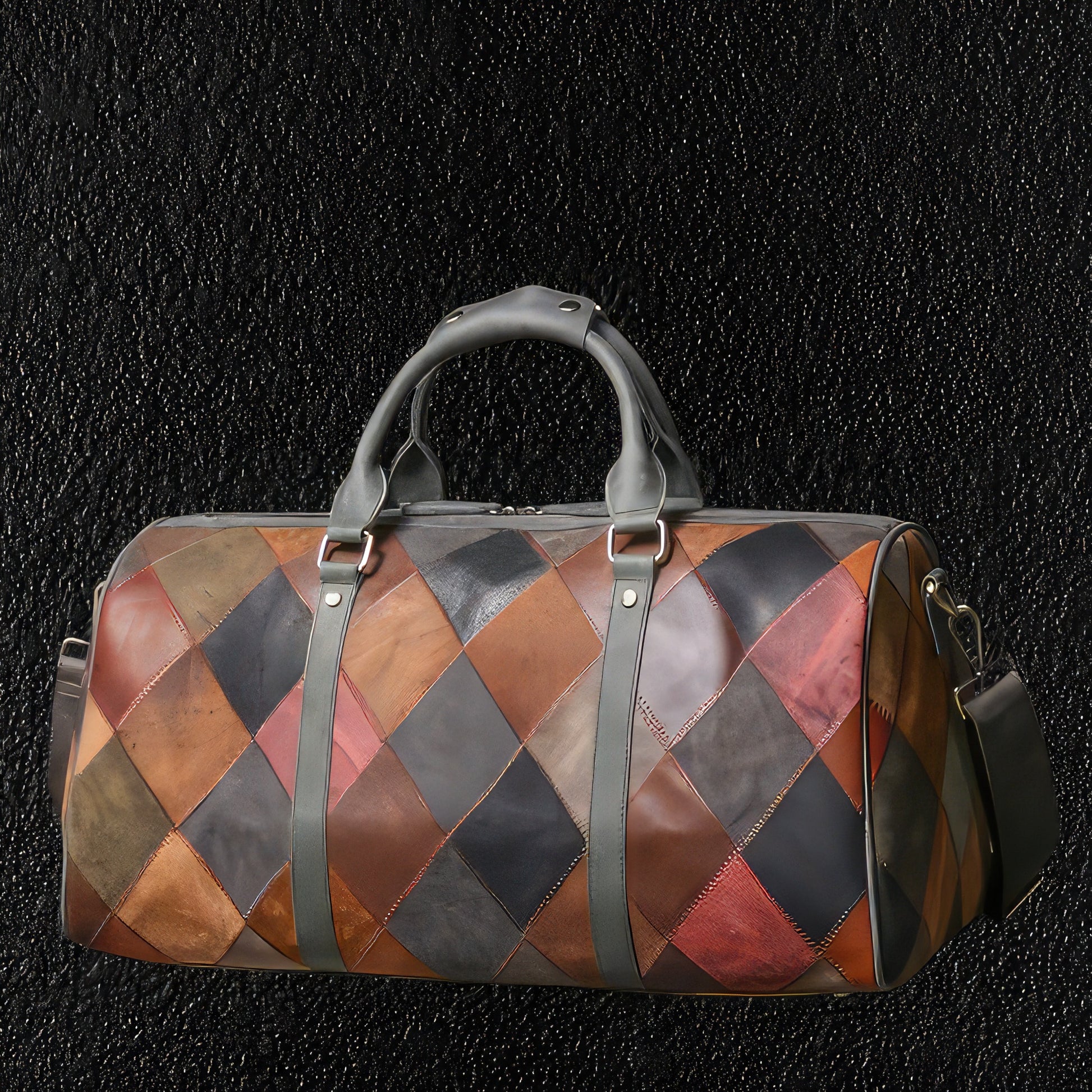 Men's Chequered Leather Carry On Bag