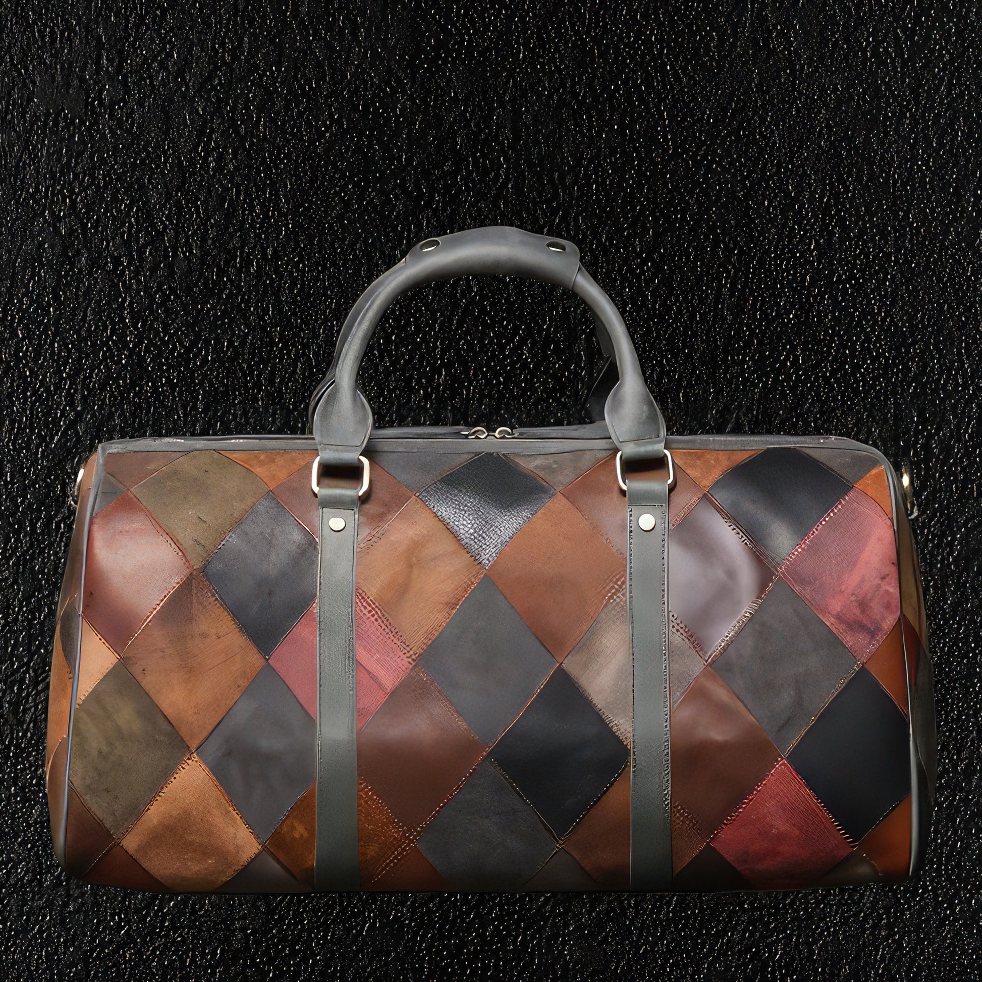 Men's Chequered Leather Carry On Bag