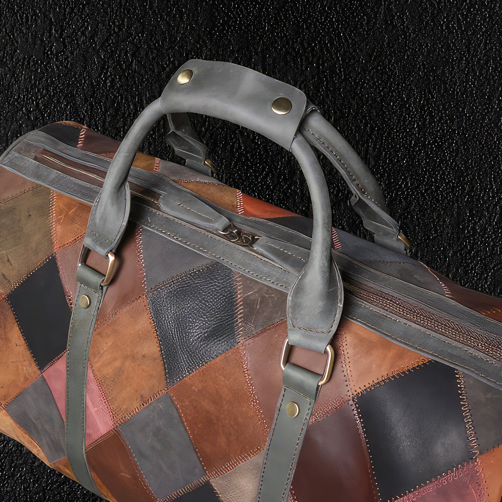 Men's Chequered Leather Carry On Bag