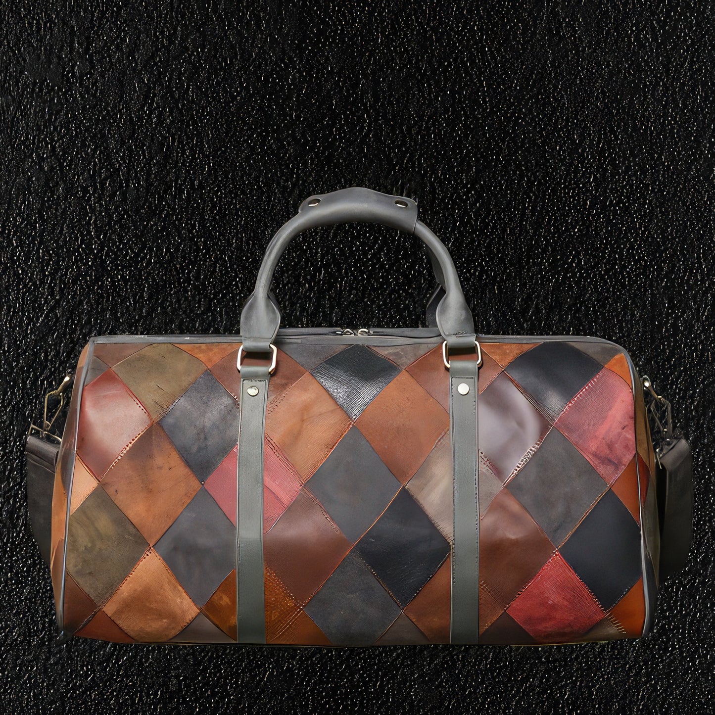 Men's Chequered Leather Carry On Bag