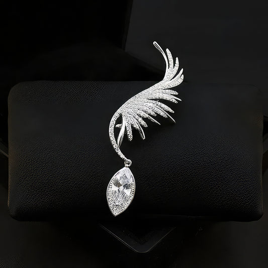 Men's Crystal Feather Lapel Pin