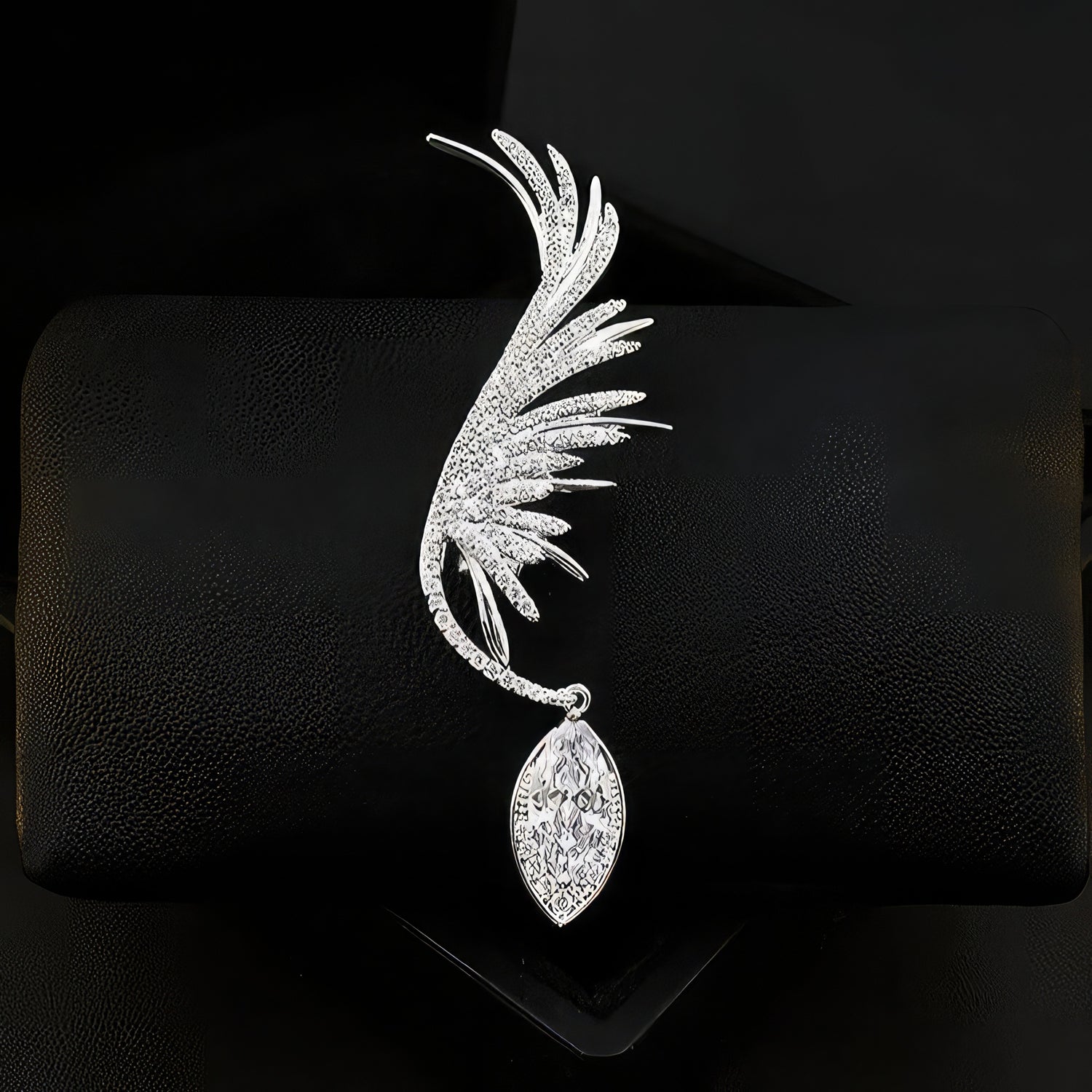 Men's Crystal Feather Brooch