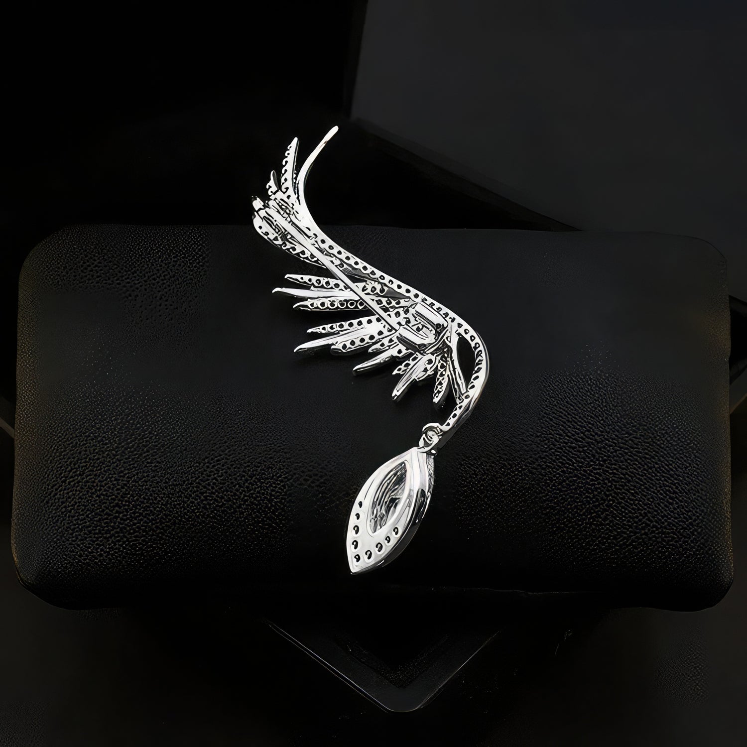 Crystal Feather Brooch For Men