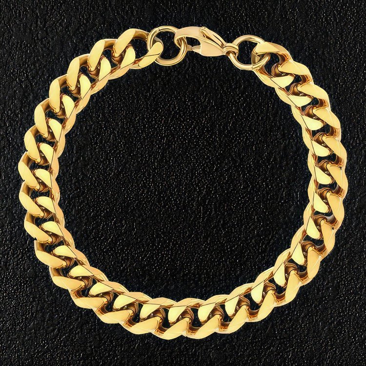 9mm Gold Stainless Steel Cuban Bracelet