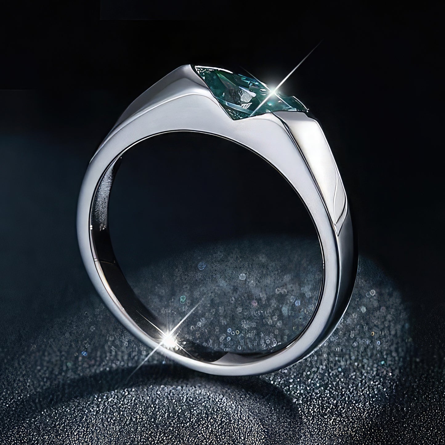Men's Green Moissanite Ring