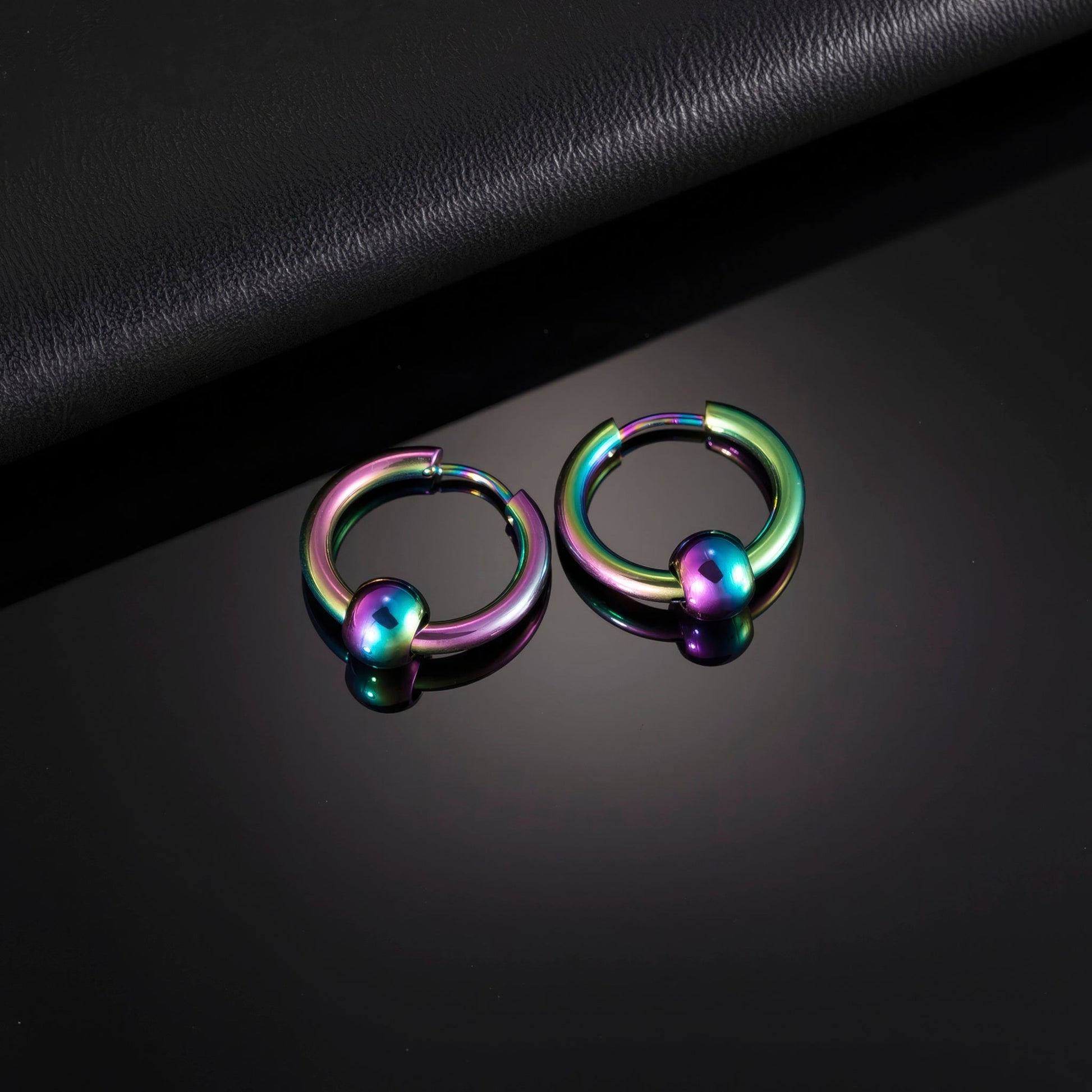 Guy's Stainless Steel Hoop & Ball Earrings