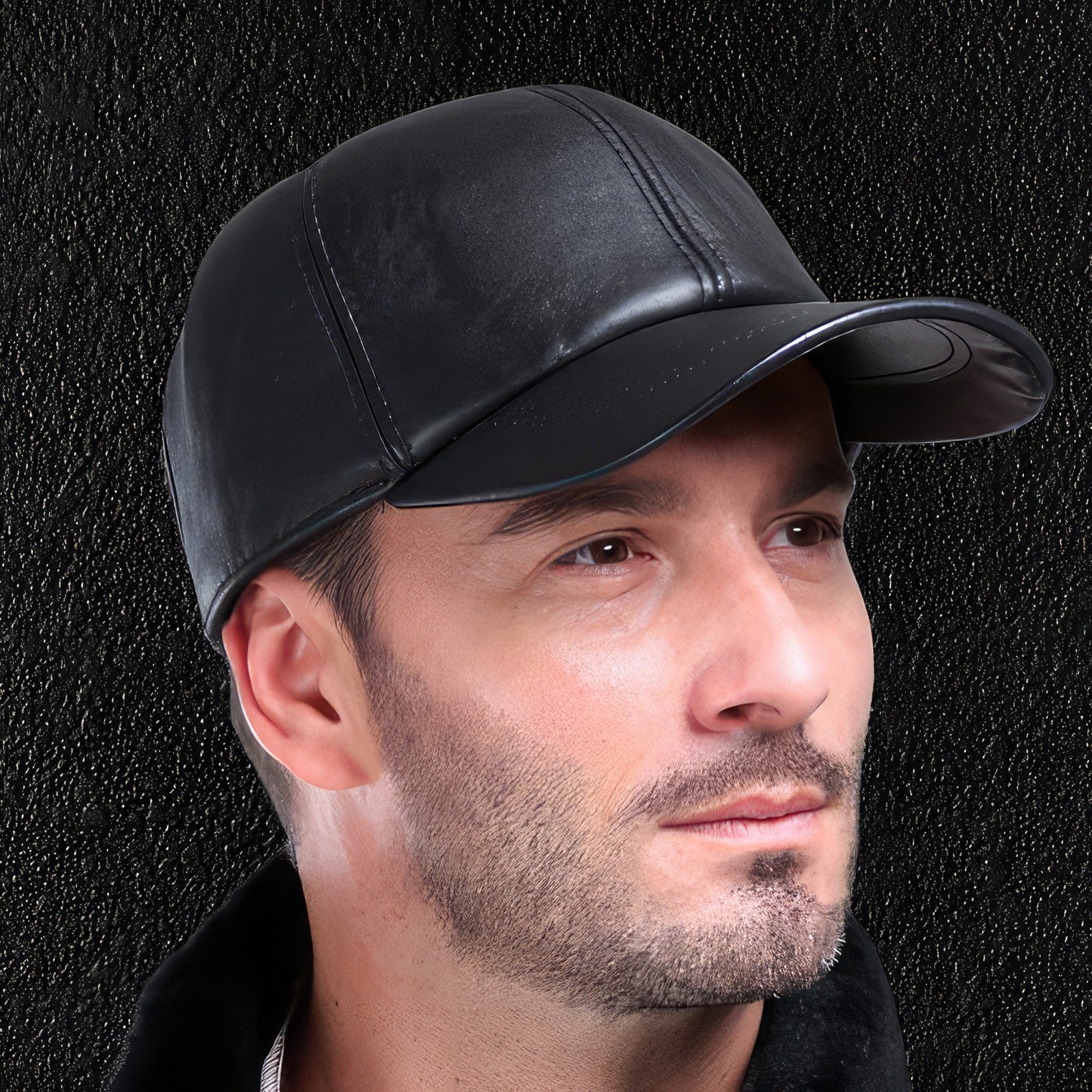 Sheepskin Leather Snapback Baseball Cap